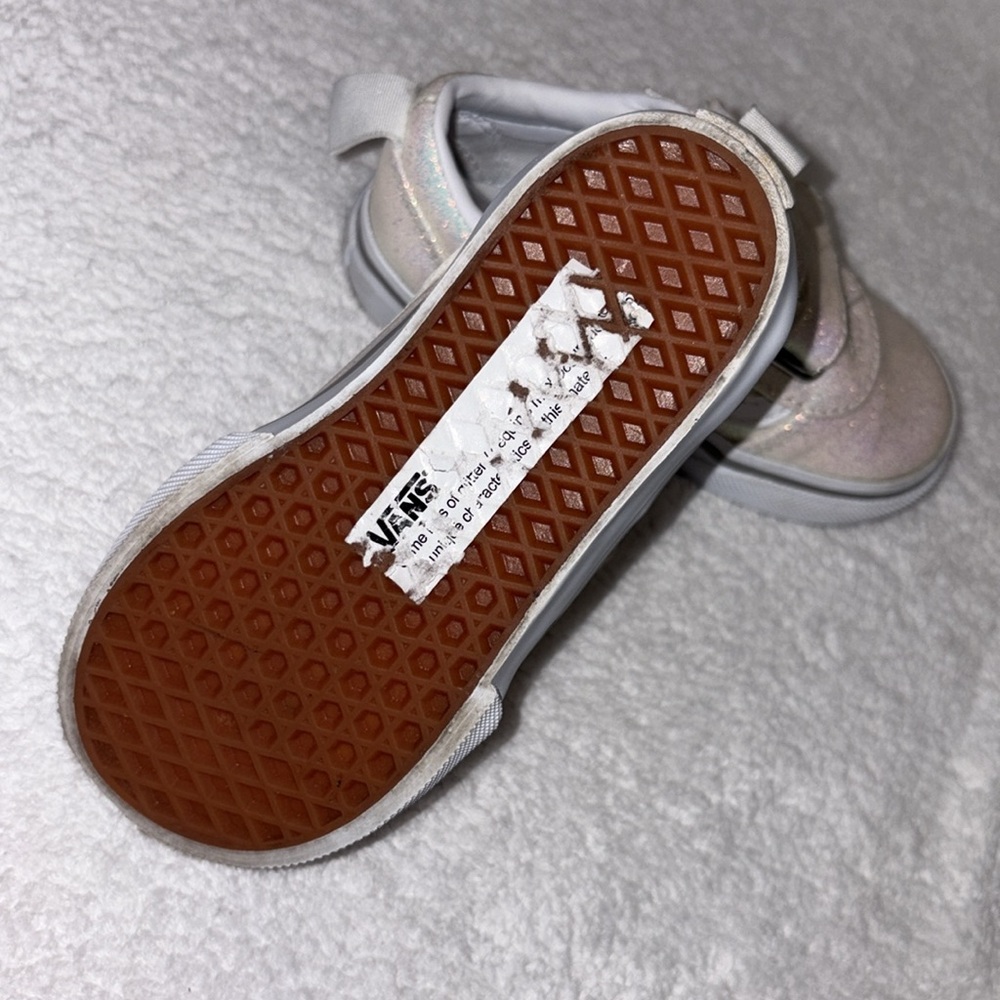 Vans Kids spring Sparkle double Strap Sneakers - Cream size 7 - Picture 6 of 8
